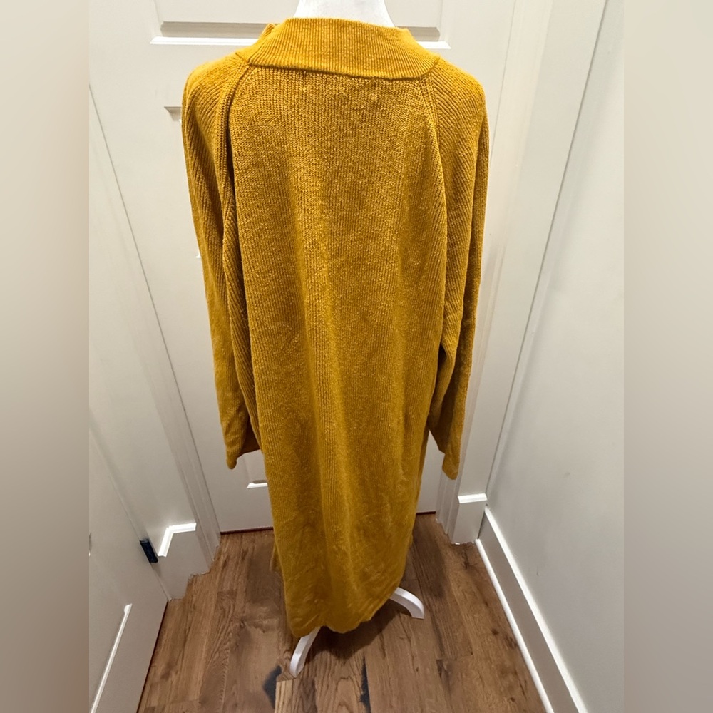 Free People Beach. Mustard Ribbed Sweater Dress. Size Large. - Picture 3 of 11